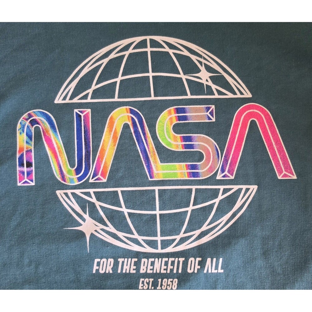 Hyper Space NASA Tie Dye Retro Hoodie Size L 42-44 Unisex Fleece NWOT THROWBACK